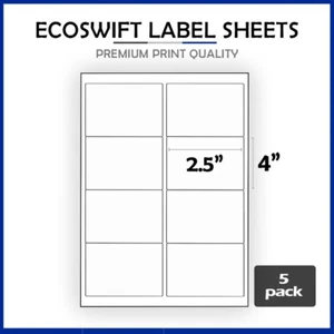 (40) 4 x 2,5 EcoSwift Laser/Tinte Adresse Versand Klebeetiketten 8 pro Blatt - Bild 1 von 5