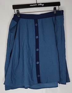 Modcloth Plus Size 1X Blue Button Front Skirt Mini Circle Two Tone NWT Zipper - Picture 1 of 9