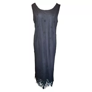 Gianfranco Corneli Black Long Dress Womens Size UK 18 Floral Mesh With Lining - Picture 1 of 5