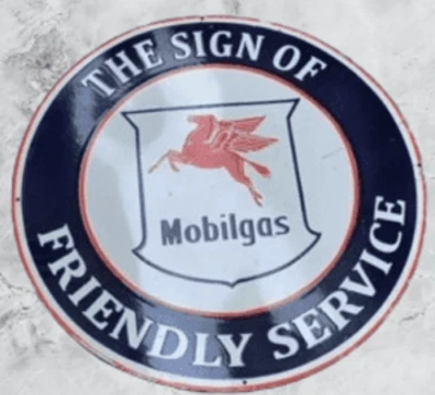 Mobil Gas  Rare Porcelain  Enamel Heavy Metal 30 inches Double Side - Image 1 of 2