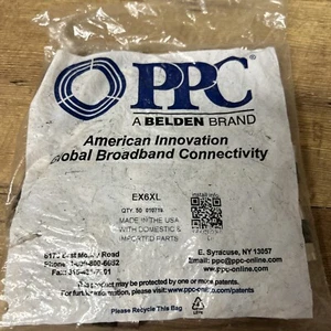 PACK OF 50 PPC BELDEN EX6XL COAXIAL CABLE COMPRESSION CONNECTOR RG6 NEW Free S/H - Picture 1 of 4