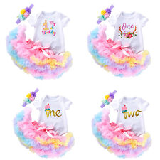 Newborn Baby Girls Birthday Tutu Outfits Toddler Romper Fluffy Skirts Clothes