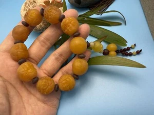 Echtes Buddha Kopf Bernstein Perlen Armband, 70 g natürlicher baltischer Bernstein - Bild 1 von 6