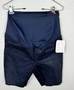 Isabel Maternity Blue Denim Jean Bermuda Shorts Size 6 Stretch - Picture 1 of 7