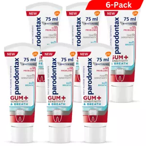 6 x Parodontax GUM+SENSITIVE & FRESH BREATH WHITENING Zahnpasta 75 ml - Bild 1 von 4