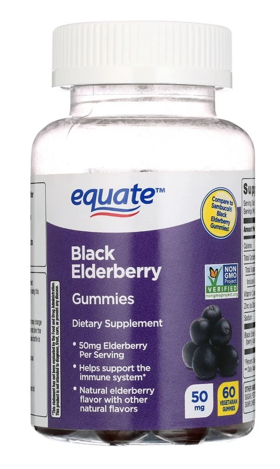 EQUATE Black Elderberry Gummies Immune Health Support 60 Count