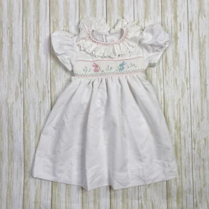Vintage House of Hatten Inc Toddler Size 4T White Embroidered Bunny Dress - Picture 1 of 10