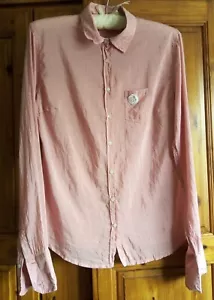 Guess Jeans 00s Cotton/Silk Red/White Micro-Stripe Shirt Blouse Size XL 16UK - Picture 1 of 20