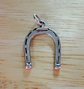 Sterling Silver 20x13mm Horse's Horseshoe Tack Charm - Picture 1 of 3