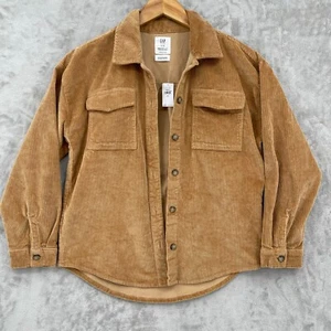 Gap Teen Girl's 12 Oversized Corduroy Shirt Shacket Tan Organic Cotton Retro - Picture 1 of 11