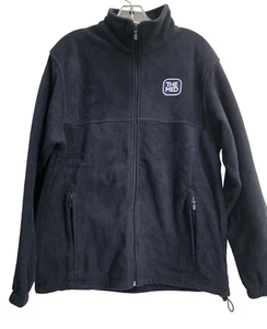 NWT Harriton THE MED Fleece Jacket Mens Medium Black Full Zip Logo Pockets Warm - Picture 1 of 9