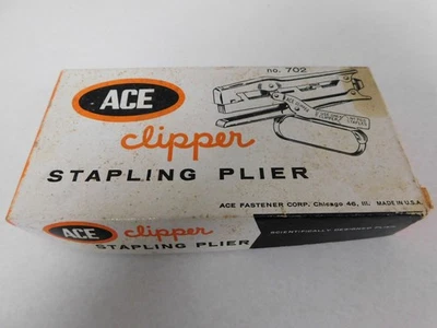 Ace Clipper Stapling Pliers Model 701 Original Box Warranty Card VG Made in USA - Image 1 of 4