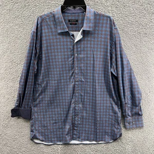 Bugatchi Classic Fit Stretch Shirt Mens XL Truffle Check Geo Long Sleeve EUC XL - Picture 1 of 12