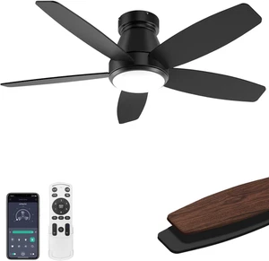 42-Inch Dimmable Ceiling Fan with Remote, Noiseless, Black, Indoor/Outdoor - Bild 1 von 8