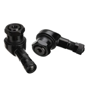Premium Aluminum Alloy Valve for Motorcycle 2pcs Black CNC 90 Degree Angle - Picture 1 of 9