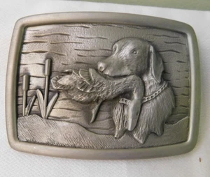 Hunting Hound Dog Pewter Belt Buckle Made in USA Vintage - Picture 1 of 4