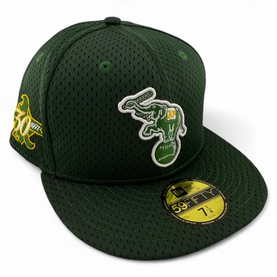 New Era Oakland Athletics A's MLB TC BP Throwback Mesh 59Fifty Fitted Hat Cap - Image 1 of 4