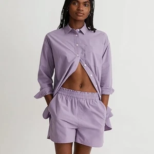 Madewell Womens Pull On Shorts in Signature Poplin Aster Bloom purple size large - Picture 1 of 10