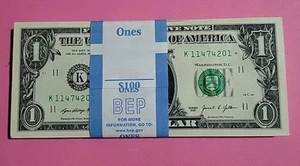 2021 $100 BEP Strap of 100 $1 Star Notes Uncirculated Sequential - Picture 1 of 8