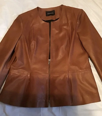 Chaqueta Neiman Marcus Colección Cuero Cremallera Completa 100% Cuero Genuino L Para Mujer’s Foto 1 de 4