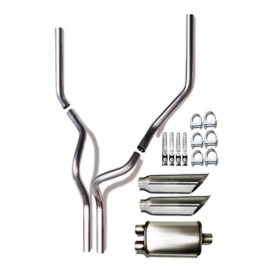Tubo doble y silenciador de 2,5 pulgadas con puntas de corte angular se adapta a: Ram 3500 2011-2018 Foto 1 de 4