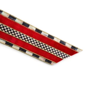 Mackenzie Childs COURTLY REGAL Gold/Red 4" x 5 Yard Spool Wire Ribbon NEW m25-no - Picture 1 of 4