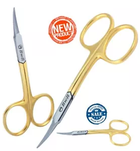 BWB® SUPER SHARP CURVED EDGE CUTICLE NAIL SCISSORS ARROW POINT GOLD SILVER STEEL - Picture 1 of 4