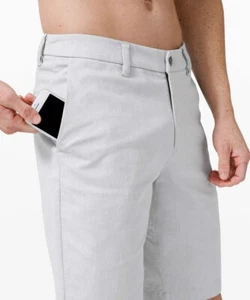 LULULEMON Commission Shorts Qwick Oxford 11" Uomo 34 Relaxed Bianco Nero LKNU - Foto 1 di 5