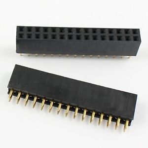 2Pcs 2.54mm Pitch 2x15 Pin 30 Pin Female Double Row Straight Pin Header Strip