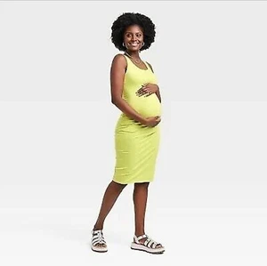 Vestido de maternidad Isabel Maternity sin mangas ceñido al cuerpo acanalado verde XL - Imagen 1 de 6