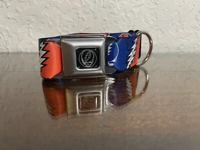 "Collar de perro Grateful Dead con hebilla roba tu cara relámpago ancho-pequeño 13-18""" Foto 1 de 4
