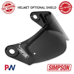 Simpson Motorcycle Mod Bandit Helmet Optional Shield - Dark Smoke #MBSSE - Picture 1 of 6