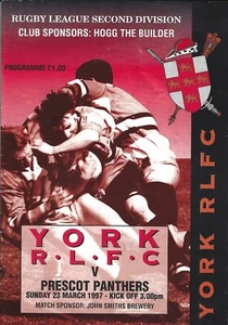 PROGRAMA DE LA LIGA DE RUGBY York v Prescot Panthers 23 de marzo de 1997 - Imagen 1 de 2
