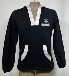 VTG Oakland Raiders NFL For Her Black Lace-Up Pullover Hoodie Women's MEDIUM - Picture 1 of 12