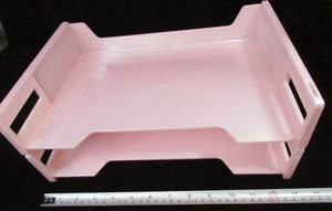 Set Of 2 Vintage Pearlescent PINK STACKABLE PAPER FILE TRAYS ©1978 eldon U.S.A. - Picture 1 of 18