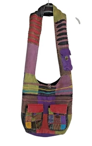 Rising International Nepal Handmade Hobo Bag 3 Pockets Boho Patchwork Festival - Picture 1 of 12