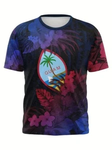 Guam/Chamorro Tropical Paradise Print Rundhals Kurzarm T-Shirt Polyester - Bild 1 von 7