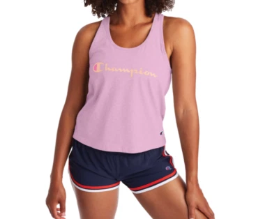 Camiseta sin mangas Champion para mujer pequeña cuello redondo espalda deportiva entrenamiento ligero rosa Foto 1 de 3