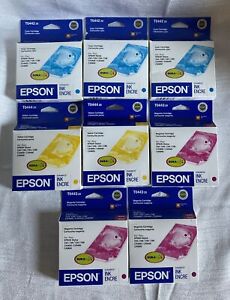 8 Genuine EPSON Cyan Magenta Yellow INK Cartridges Lot, Exp 2007-2008