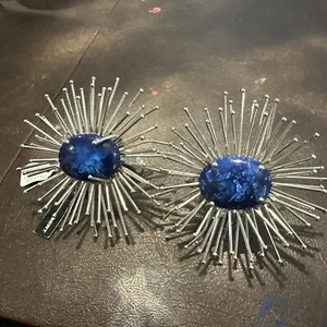 Kim Sebert Flare Napkin Rings Set Os 2, Brand New With Tags Blue Cobalt Silver - Picture 1 of 12