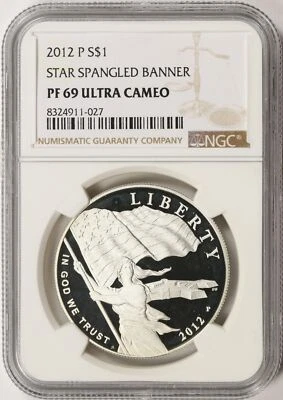 2012-P $1 Star Spangled Banner Silver Dollar Commemorative NGC PF69 Ultra Cameo - Image 1 of 2