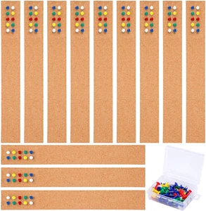 12 Pack Cork Strips 15 X 2 Inch Frameless Self-Adhesive Cork Board with 40 Piece - Picture 1 of 7