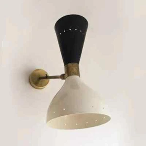 1950 Coppia Scone da Parete Ottone Sputnik Vintage Stilnovo Luce Italiana Diabolo - Foto 1 di 5
