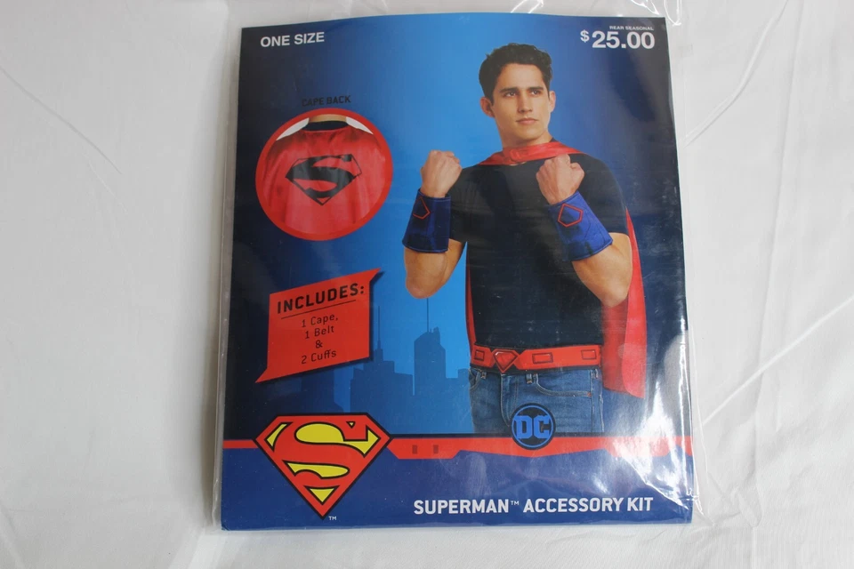 Kit de accesorios de disfraz de Halloween de Superman DC talla única, nuevo en paquete Foto 1 de 3