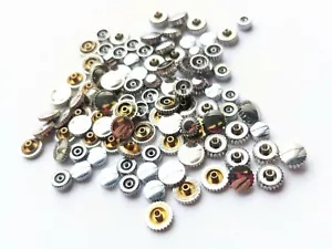 100 pcs Vintage Watch Crowns Stainless Steel & Chrome x 100 pieces - Picture 1 of 5
