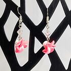Pink Flower Clear AB Swarovski Crystal Silver Plate Dangle Handmade Hook Earring
