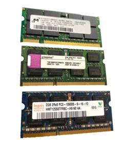 Lot de 3 Barrettes Mémoire SODIMM Hynix 2GB 2Rx8 PC3 - 10600S , Kingston 8500s - Picture 1 of 4