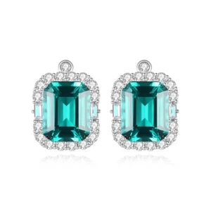 BENIAMINO Ohrringe Ohrstecker 925er Sterling Silber Grüne Glass Stone VVS OVP - Imagen 1 de 12