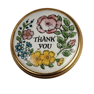 Halcyon Days Enamel Trinket Box Miniature Thank You Floral Merci Gracias Gift - Picture 1 of 4