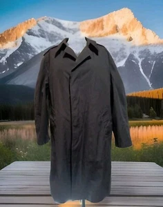 Army Trench Coat All Weather Black w/ Removable Faux Fur Liner Men's Size 42R - Picture 1 of 10